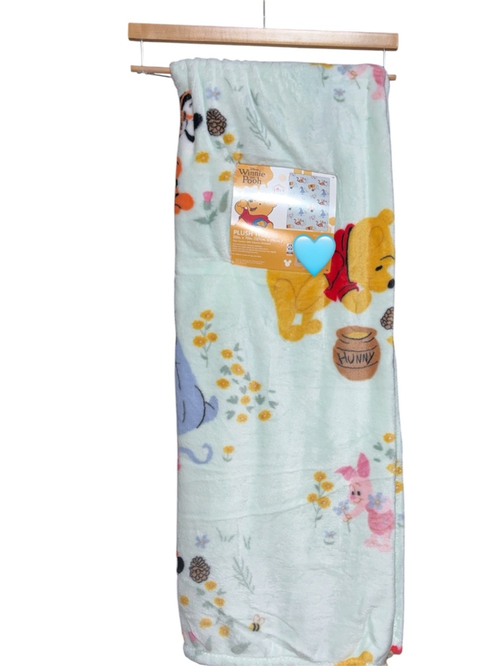 Disney Winnie the Pooh Plush Throw Blanket - Light Aqua